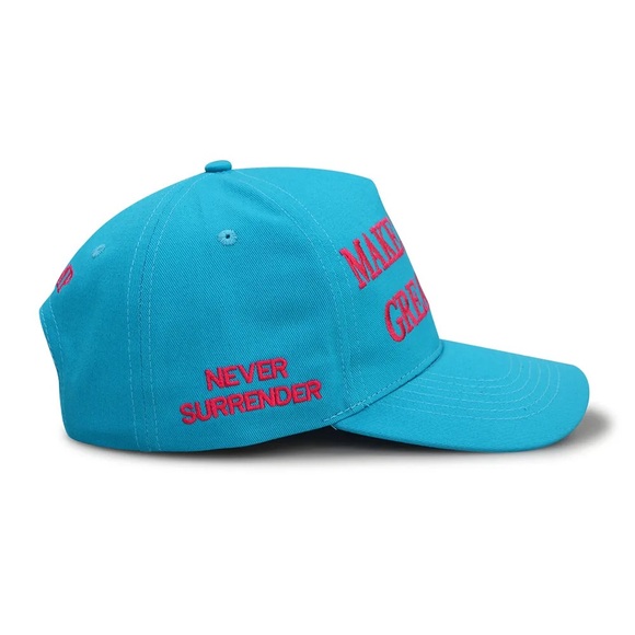 Trump..OFFICIAL..MAGA Hat..NEVER SURRENDER..American..Teal/Pink..NEW DESIGN - Picture 5 of 7